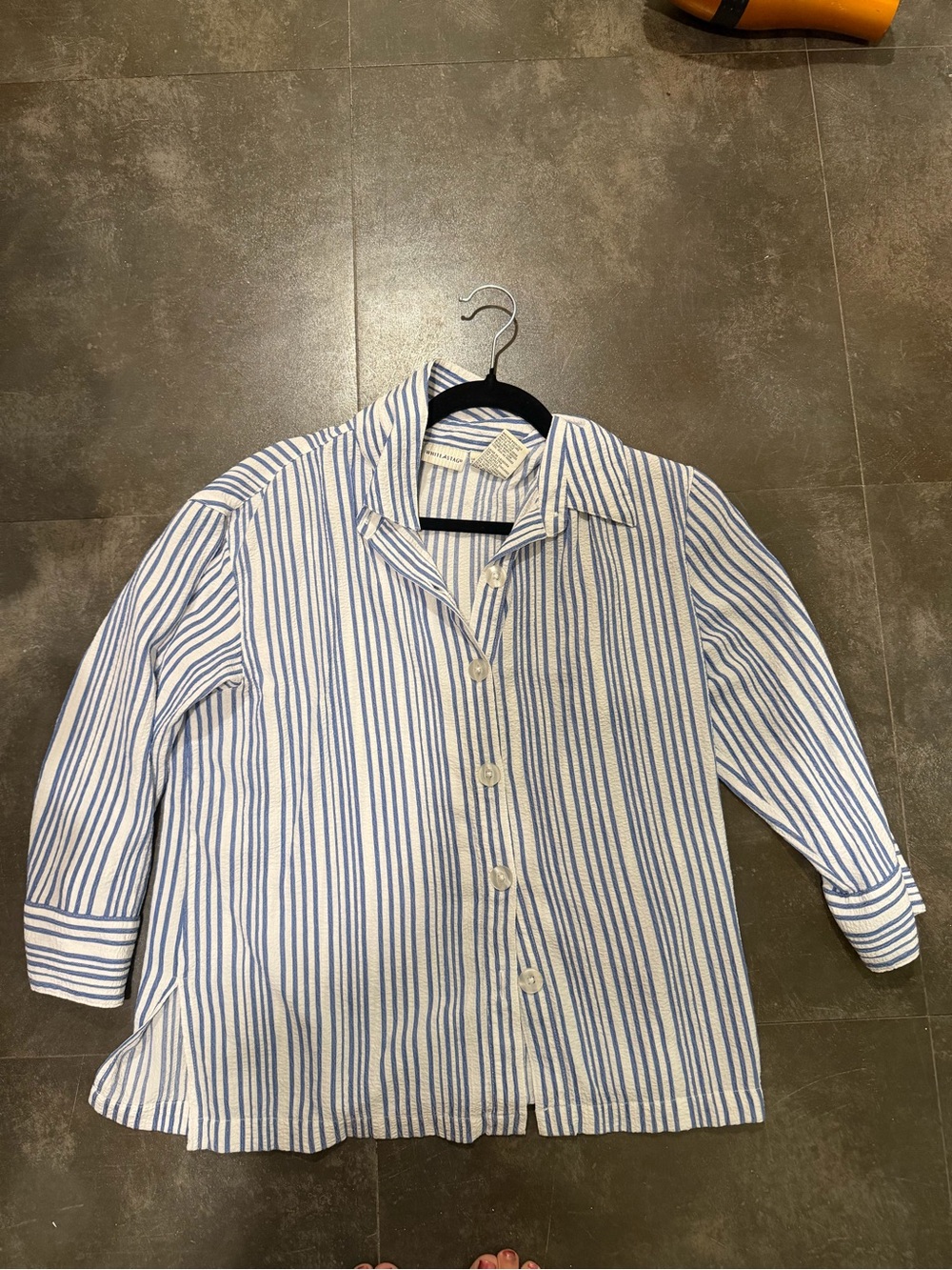 White Stag Blue and White Striped Casual Button-Down Shirt